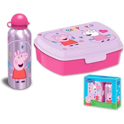 Zestaw Lunch Peppa Pig Różowy z Butelką Aluminumową Zestaw Lunch Peppa Pig Różowy z Butelką Aluminumową