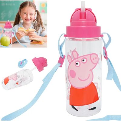 Garrafa Tritan Peppa Pig com Correia - Garrafa de Água para Crianças Garrafa Tritan Peppa Pig com Correia - Garrafa de Água para Crianças