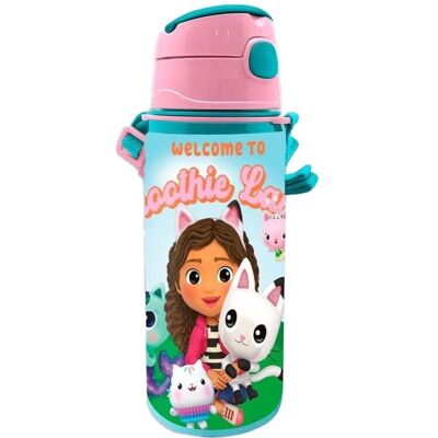 Garrafas de alumínio para crianças Gabbys Dollhouse - 600ml - Sem BPA & Fácil de abrir Garrafas de alumínio para crianças Gabbys Dollhouse - 600ml - Sem BPA & Fácil de abrir