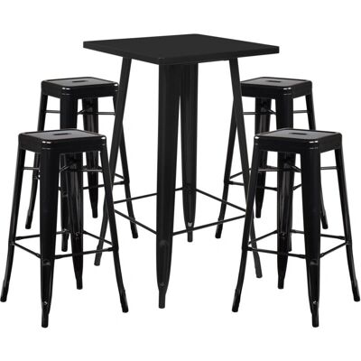 Set Tavolo Alto lix e 4 Sgabelli alti lix - Stile Industriale - Nero Set Tavolo Alto lix e 4 Sgabelli alti lix - Stile Industriale - Nero