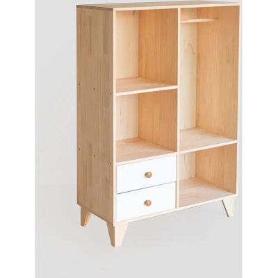 Armario en madera de pino marrón para niños - Muebles para dormitorios infantiles Armario en madera de pino marrón para niños - Muebles para dormitorios infantiles