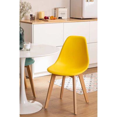 Set di Sedie Nordic - Plastica Ergonomica e Legno - Uso Interno Set di Sedie Nordic - Plastica Ergonomica e Legno - Uso Interno