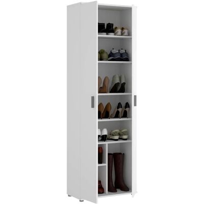 MOBIMARKET Armario Zapatero Multiusos Blanco - 2 Puertas, 6 Estantes MOBIMARKET Armario Zapatero Multiusos Blanco - 2 Puertas, 6 Estantes