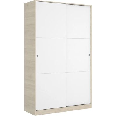 Mobimarket Kast Plus 120 Natuurlijk / Wit Glanzend - Kledingkast Mobimarket Kast Plus 120 Natuurlijk / Wit Glanzend - Kledingkast