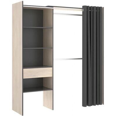 Dekit - Armario reversible 160-110cm Natural y Grafito - 4 estantes Dekit - Armario reversible 160-110cm Natural y Grafito - 4 estantes