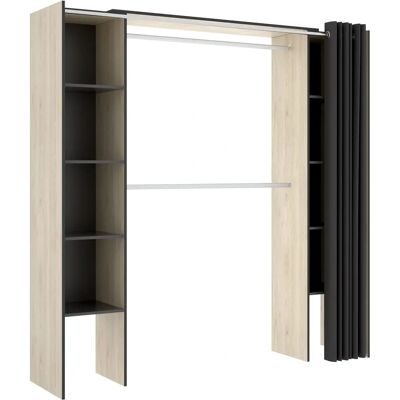 Unique DORIAN Wardrobe - Expandable with Curtain - Anthracite Gray Unique DORIAN Wardrobe - Expandable with Curtain - Anthracite Gray