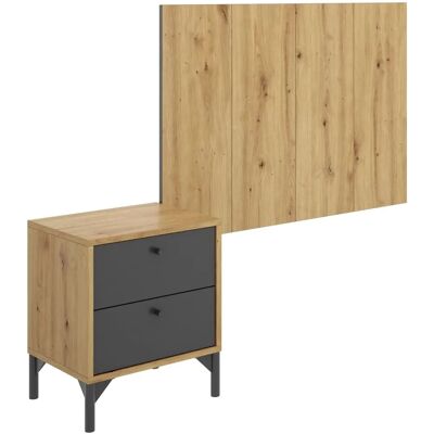Dekit - Nordic/Grafito Bedset - Hoofdbord + Nachtkastje Dekit - Nordic/Grafito Bedset - Hoofdbord + Nachtkastje