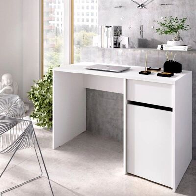 Bureau DEKIT Bali avec Tiroir & Porte - Blanc - Bureau - Publicité Bureau DEKIT Bali avec Tiroir & Porte - Blanc - Bureau - Publicité