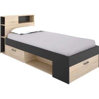 Lit Lanka DEKIT - Lit jeunesse moderne avec rangement - 90x190 cm - Publicité Lit Lanka DEKIT - Lit jeunesse moderne avec rangement - 90x190 cm - Publicité
