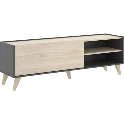 Mueble de TV KOLYMA - Natural y Grafito - Estilo Escandinavo Mueble de TV KOLYMA - Natural y Grafito - Estilo Escandinavo