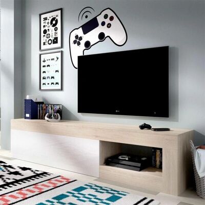 Mueble de TV DEKIT LEBO - Natural y Blanco Brillo - Para TVs hasta 85" Mueble de TV DEKIT LEBO - Natural y Blanco Brillo - Para TVs hasta 85"