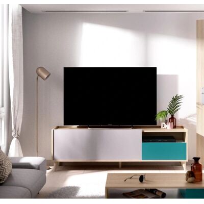 Dekit - Mueble de TV con 1 cajón y 1 puerta - Multicolor - 155x43x47 cm Dekit - Mueble de TV con 1 cajón y 1 puerta - Multicolor - 155x43x47 cm