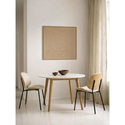 Beren - Mesa Extensible 120 - Blanco - Roble natural - Mesa comedor Beren - Mesa Extensible 120 - Blanco - Roble natural - Mesa comedor