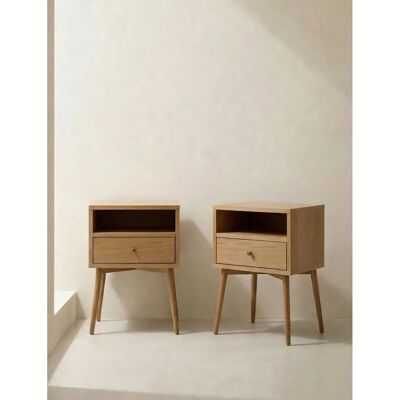 Kenay - Pack 2 Tilo Oak 1 Drawer - Naturel - Table de chevet - Publicité Kenay - Pack 2 Tilo Oak 1 Drawer - Naturel - Table de chevet - Publicité