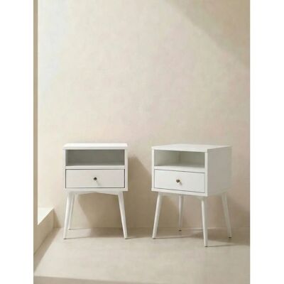 Kenay - Tilo Blanco - Blanc - Noyer placage chêne - 2 Ensemble de chevet - Publicité Kenay - Tilo Blanco - Blanc - Noyer placage chêne - 2 Ensemble de chevet - Publicité