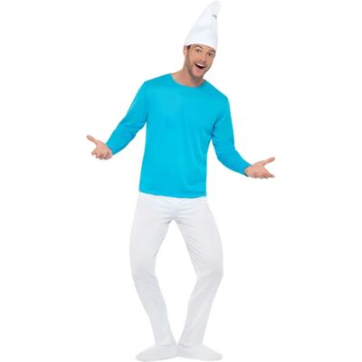 Fantasia oficial do Smurf para homens - Licença oficial Os Smurfs Fantasia oficial do Smurf para homens - Licença oficial Os Smurfs