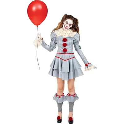 Funiglobal Pennywise Kostüm - Grau, Zweilagiger Rock, Klassische Halskrause - Kostüme Funiglobal Pennywise Kostüm - Grau, Zweilagiger Rock, Klassische Halskrause - Kostüme