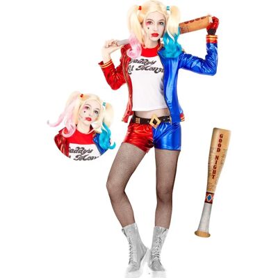 Costume Harley Quinn Funiglobal avec Perruque et Batte Gonflable - Femmes - Publicité Costume Harley Quinn Funiglobal avec Perruque et Batte Gonflable - Femmes - Publicité