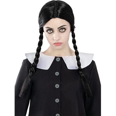 Perruque Wednesday Addams de Funiglobal - La Famille Addams - Noir - Accessoire de costume - Publicité Perruque Wednesday Addams de Funiglobal - La Famille Addams - Noir - Accessoire de costume - Publicité