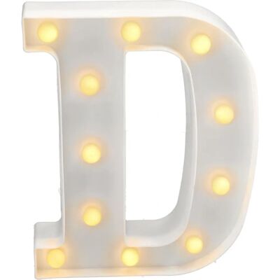 Letra LED D - Branca Quente - 22cm - Sem Fios Letra LED D - Branca Quente - 22cm - Sem Fios