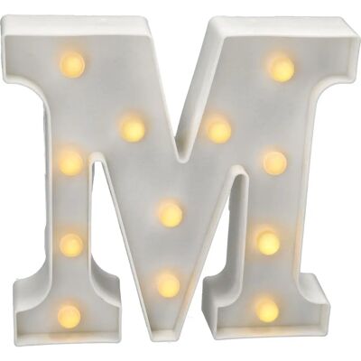 Letra LED M Luz Quente - 22cm - Sem fio Letra LED M Luz Quente - 22cm - Sem fio