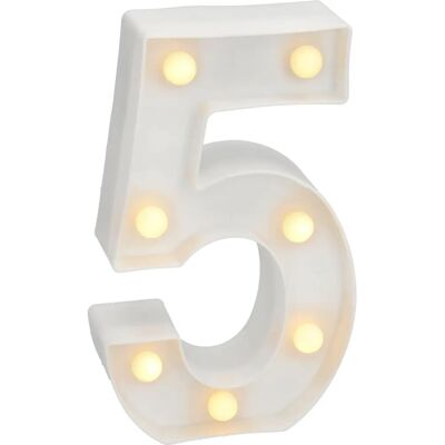 Letra LED 5 - Decoração com Luz Branca Quente Romântica Letra LED 5 - Decoração com Luz Branca Quente Romântica