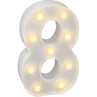 JANDEI Número 8 LED - Branco Quente, 22cm, Alimentado a Bateria JANDEI Número 8 LED - Branco Quente, 22cm, Alimentado a Bateria