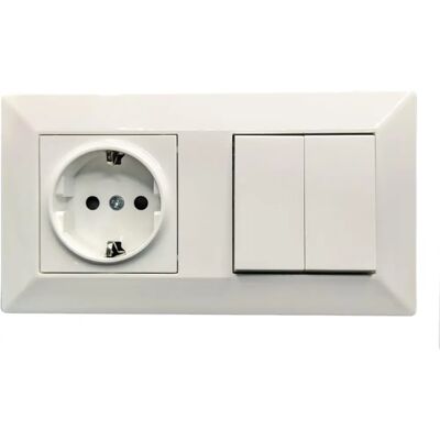 Jandei Prise Schuko 16A & Interrupteur Double - Prise électrique et interrupteur - Publicité Jandei Prise Schuko 16A & Interrupteur Double - Prise électrique et interrupteur - Publicité