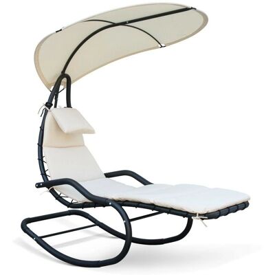 Sillón mecedora de suspensión Kelly con cojín y sombrilla - Mueble de jardín Sillón mecedora de suspensión Kelly con cojín y sombrilla - Mueble de jardín