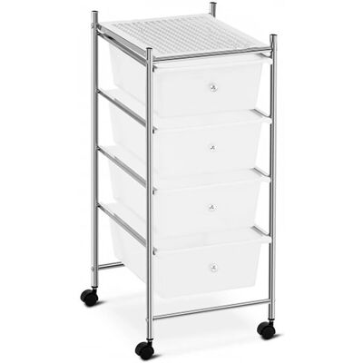 MEDIAWAVE STORE Carro de almacenamiento de acero - 4 cajones de plástico, estante superior MEDIAWAVE STORE Carro de almacenamiento de acero - 4 cajones de plástico, estante superior