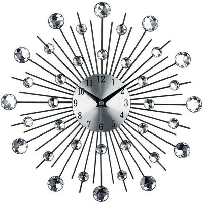 MEDIAWAVE STORE Reloj de Pared Plateado - Esferas de Cristal - 30cm - Reloj de Pared MEDIAWAVE STORE Reloj de Pared Plateado - Esferas de Cristal - 30cm - Reloj de Pared