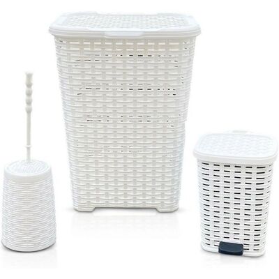 Mediawave Store - Cesta de ropa, cubo de basura con pedal y escobilla - Accesorios de baño Mediawave Store - Cesta de ropa, cubo de basura con pedal y escobilla - Accesorios de baño