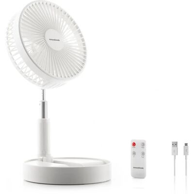 InnovaGoods Ventilador recargable plegable 3 en 1 Ø7,7'' 7200 mAh - Ventilador, Blanco, Plata InnovaGoods Ventilador recargable plegable 3 en 1 Ø7,7'' 7200 mAh - Ventilador, Blanco, Plata