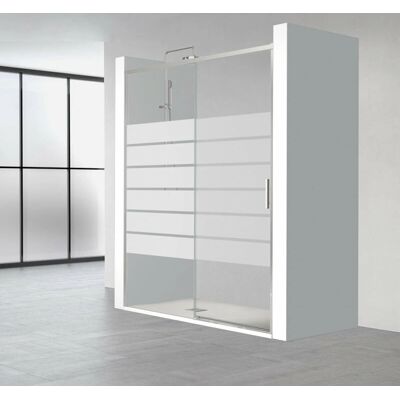 Mampara Corredera Salma de Profiltek - Perfil Plata Brillo Vidrio Decorado - 1.95m - Mampara de Ducha Mampara Corredera Salma de Profiltek - Perfil Plata Brillo Vidrio Decorado - 1.95m - Mampara de Ducha