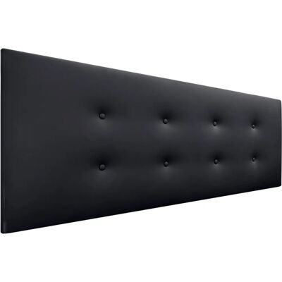Tête de lit en faux cuir / tissu Dhome - 2 rangées de boutons - Noir - Pour lit 160cm - Publicité Tête de lit en faux cuir / tissu Dhome - 2 rangées de boutons - Noir - Pour lit 160cm - Publicité