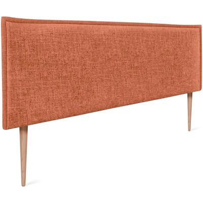 Tête de lit 160x105cm en lin naturel orange, 2 pieds - Publicité Tête de lit 160x105cm en lin naturel orange, 2 pieds - Publicité
