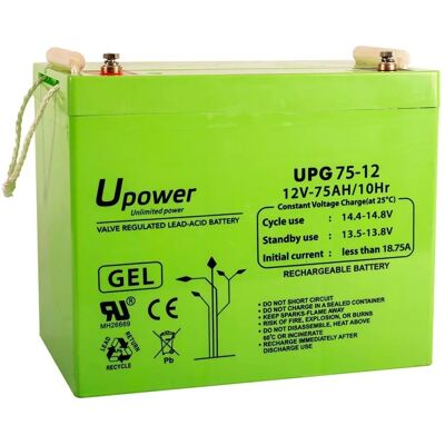 U-power UPG75-12 Batería - Ciclo profundo GEL 75Ah 12V U-power UPG75-12 Batería - Ciclo profundo GEL 75Ah 12V