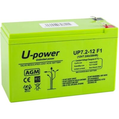 Batterie AGM U-Power 12V 7Ah - Plomb Étanche, Rechargeable, Alarmes & Médical Batterie AGM U-Power 12V 7Ah - Plomb Étanche, Rechargeable, Alarmes & Médical