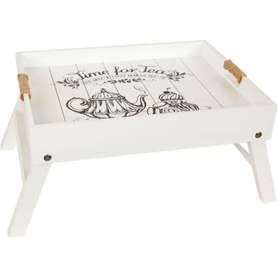 Plateau de lit pliable Romimex Blanc Bois 56 x 36 x 24 cm Plateau de lit pliable Romimex Blanc Bois 56 x 36 x 24 cm
