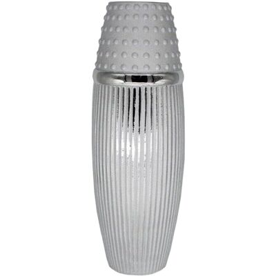 Romimex Srebrny Ceramiczny Wazon - Wazon Romimex Srebrny Ceramiczny Wazon - Wazon