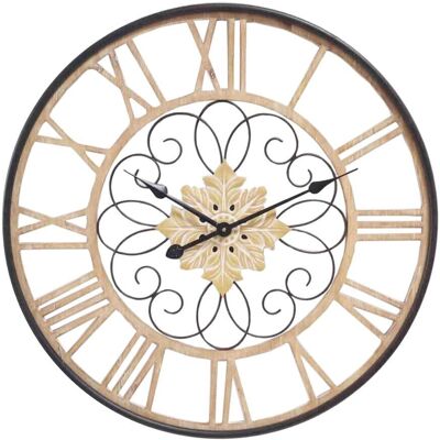 Horloge Murale Romimex Noir Bois Métal - Décoration Murale 50 x 50 x 5 cm Horloge Murale Romimex Noir Bois Métal - Décoration Murale 50 x 50 x 5 cm