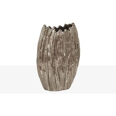 Romimex Vas Vit Silver - Keramik 13x20x13 cm Romimex Vas Vit Silver - Keramik 13x20x13 cm