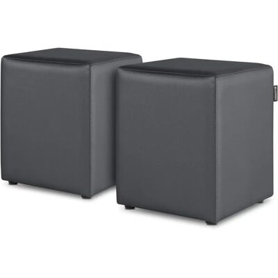 HAPPERS Puff Cubo Gris - Pack de 2 - Estable y Elegante HAPPERS Puff Cubo Gris - Pack de 2 - Estable y Elegante