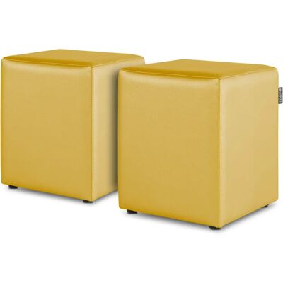 HAPPERS Mostaza Puff Cubo - Taburete de Polipiel Resistente HAPPERS Mostaza Puff Cubo - Taburete de Polipiel Resistente