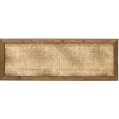 Cabecero de Roble Oscuro - Madera Natural y Ratán - 160x60cm Cabecero de Roble Oscuro - Madera Natural y Ratán - 160x60cm
