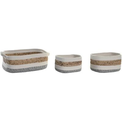 Zestaw 3 koszy z włókna bawełnianego Fijalo - 33x23x13cm - Biały Zestaw 3 koszy z włókna bawełnianego Fijalo - 33x23x13cm - Biały