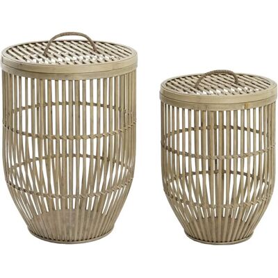 Fijalo - Set di ceste in bambù 40x40x61 - Coperchio naturale Fijalo - Set di ceste in bambù 40x40x61 - Coperchio naturale