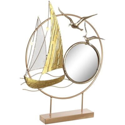 Fijalo DH203904 - Gouden Metaal Zeilboot Spiegel - Spiegel Fijalo DH203904 - Gouden Metaal Zeilboot Spiegel - Spiegel