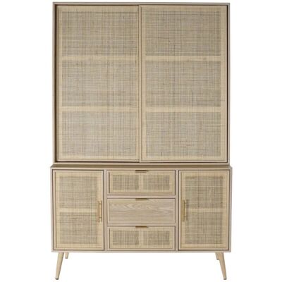 Fijalo Vitrina MDF de Paulownia - Natural, 120x38.5x196cm Fijalo Vitrina MDF de Paulownia - Natural, 120x38.5x196cm