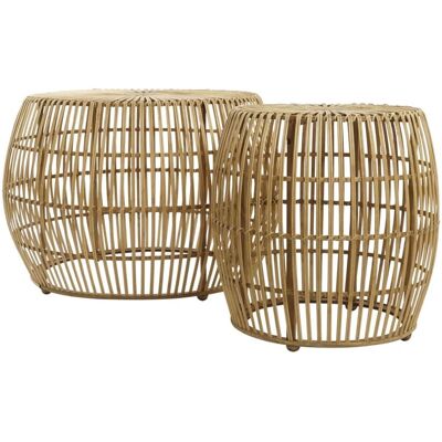 FIJALO Juego de Mesas de Centro de Bambú - 70x70x50 - Natural FIJALO Juego de Mesas de Centro de Bambú - 70x70x50 - Natural